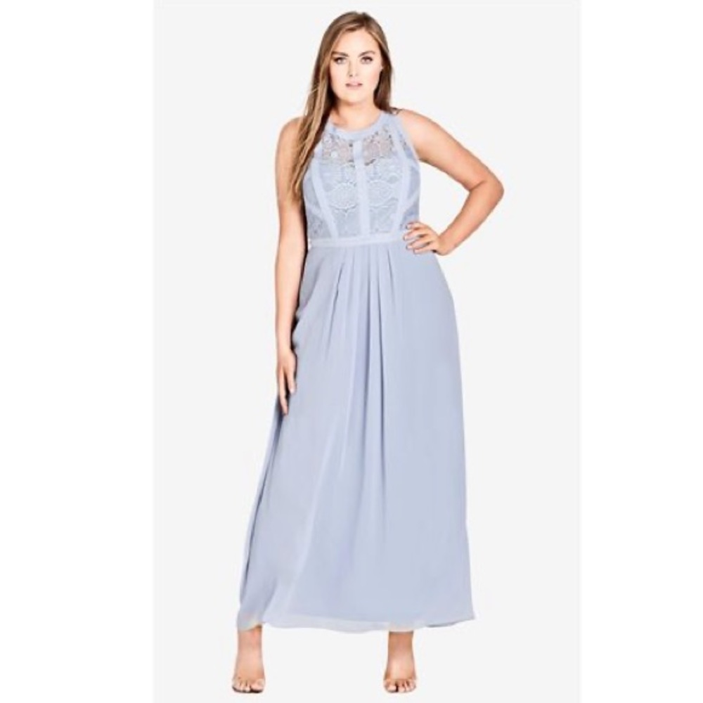 City Chic Panelled Bodice Maxi Dress - Heather